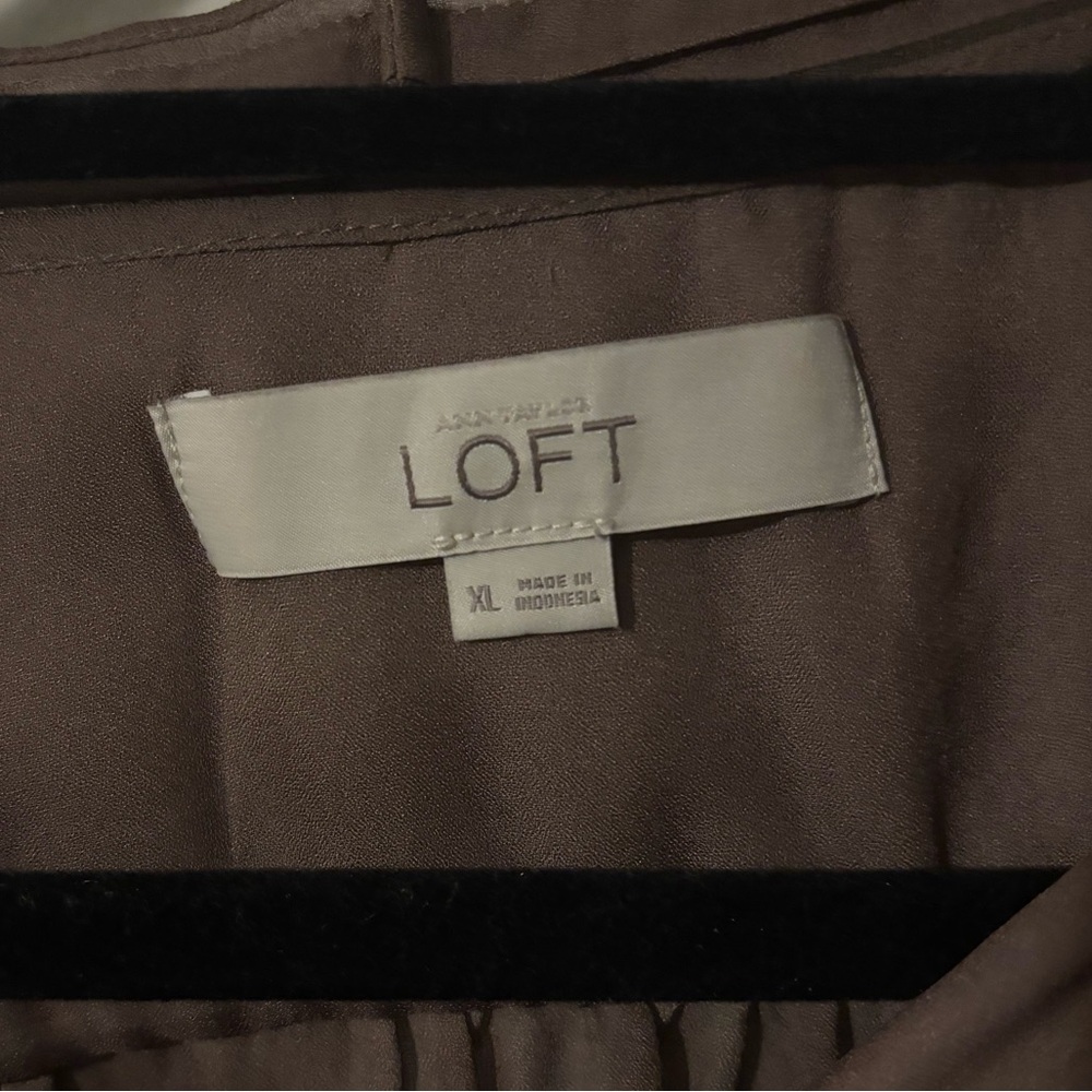 LOFT Taupe Ruffle Front Blouse - Picture 3 of 4